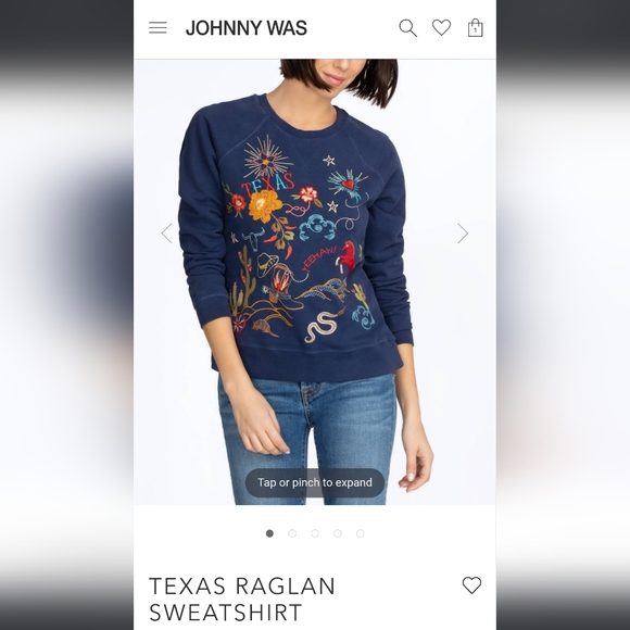Johnny Was Texas Raglan NWT Navy Sweater Embroidery M Sweatshirt - Picture 12 of 14